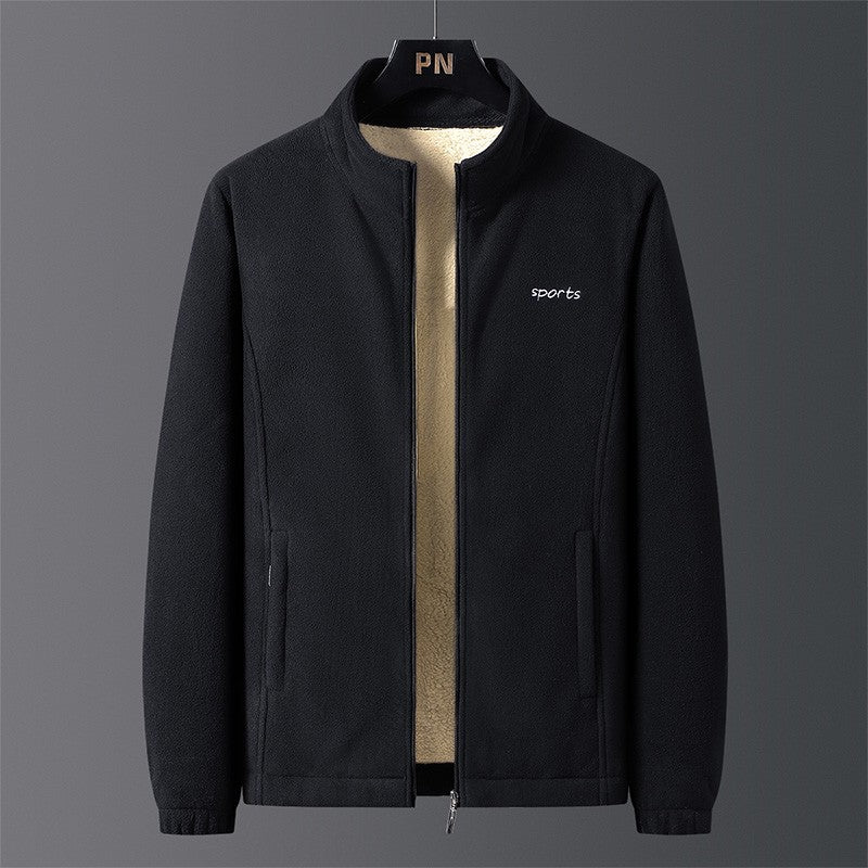 Jaqueta Masculina de Algodão Gola Alta, Espessa, Lã de Cordeiro, Confortável, Quente, Respirável, Corta-Vento, para Pesca de Lazer no Inverno