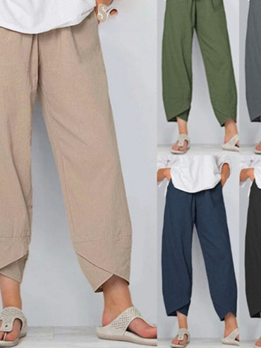 plus Size S5XL Casual Trousers Loose Fit Harlan Pants Women's Comfortable Loose Pants l Waist Nine Points Pants
