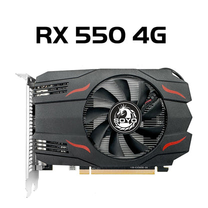 Placa de Vídeo SOYO AMD GPU Radeon RX 550 4G GPU RX 560 GDDR5 Componentes para PC Gaming R9 370 R7 350 RX550