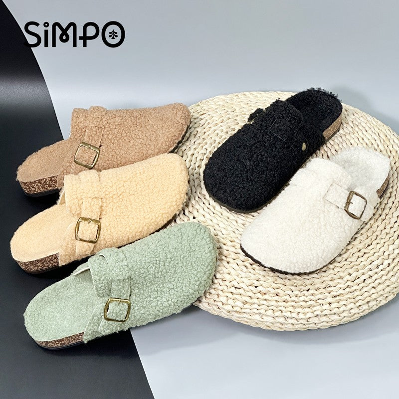 New Fall Winter Women And Men's Slippers With Plush Upper Indoor Outdoor Casual Sandals