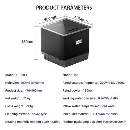 Available Fully Automatic Countertop Home Stainless Steel Dishwashers 9Sets Capacity Smart Control Electric