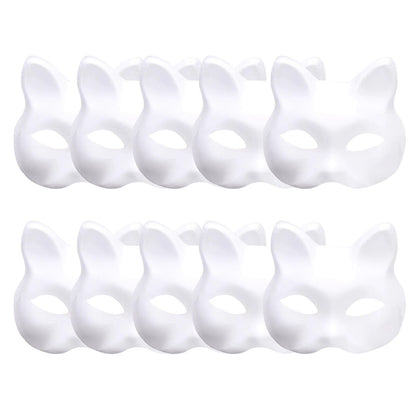 White Plastic Cat Mask, White Role-Playing Anime Party Half Costume, Diy Mask
