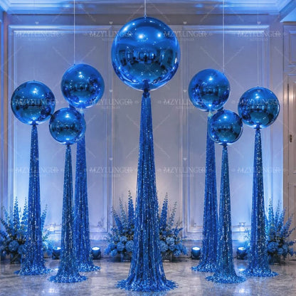 8pcs blue 4D Balloon Rain Curtain Set,blue 4D Foil Balloon, for birthday party decorations, weddings decor, and rooms decor