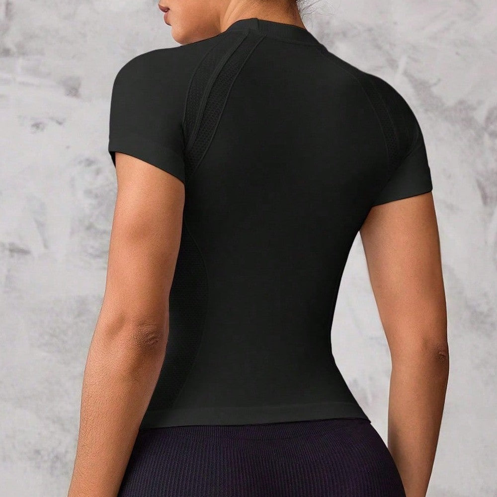 Women's short-sleeved sports top, breathable and quick-drying fabric, suitable for running and yoga,