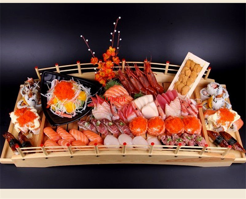 Ponte de Sushi de Madeira Japonesa Barcos Pinheiro Criativo Sushi Sashimi Prato Bandeja Louça de Sushi Decoração Enfeite