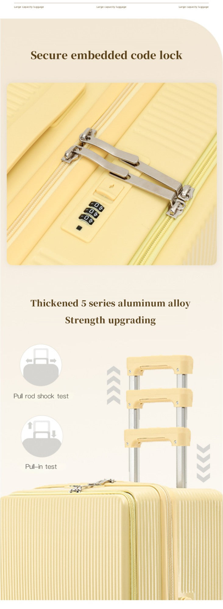 sushimu Suitcase Wide Handle Travel Suitcase Men 20 24 26 Carry-On Luggage Women PC Aluminum Frame Trolley Case