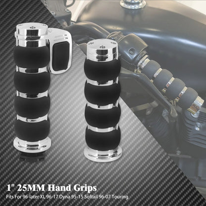 Manoplas de Guidão de Moto 1" 25mm Universal Para Harley Sportster XL1200 Touring Street Glide FLHR Dyna FXDL FLS