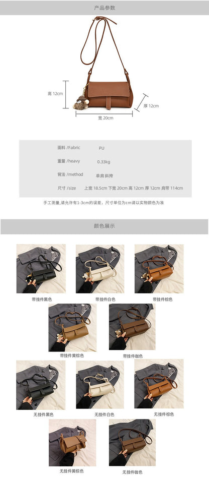 New Retro Pillow Bag Simple Solid Color Versatile Personality Single Shoulder Crossbody Bag Fashionable Niche Women's Bag