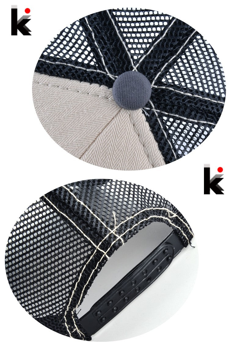 Boné Unissex Fashion com Bordado de Lobo e Ossos Hip Hop Chapéus de Beisebol de Malha Respirável Masculino Feminino Casquette Boné de Caminhoneiro de Verão Gorras
