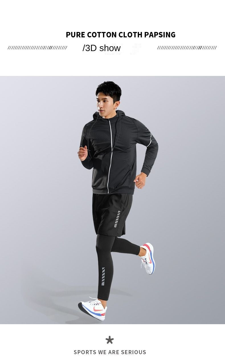 3-7Pcs Men's Ice Fiber Quick-Dry Running Fitness Full Set/Suit Tracksuit For Marathon, Training Cycling?Jogging,Gym? sweatpants