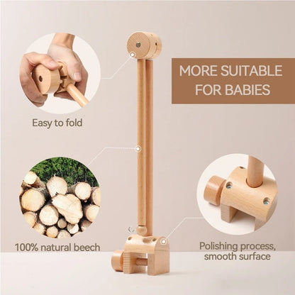Baby Rattle Toy Bed Bell Bracket Wooden Mobile 0-12 Months Newborn Crochet Bed Bell Hanging Toys Holder Bracket Infant Crib Gift