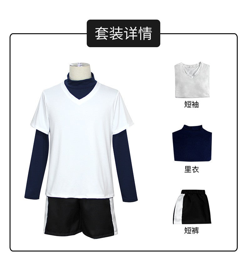?Wetrose?In Stock Killua Zoldyck Cosplay Costume Hunter × X Hantaa Kirua Zaoldyeck T Shirt Full Set Wig Halloween Xmas New