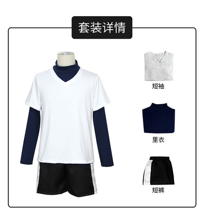 ?Wetrose?In Stock Killua Zoldyck Cosplay Costume Hunter × X Hantaa Kirua Zaoldyeck T Shirt Full Set Wig Halloween Xmas New