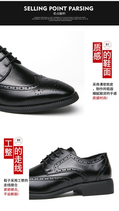 Men's Full-grain Genuine Leather Formal Dress Shoes Soft Comfortable Business Casual Footwear Classic Men's Footwear