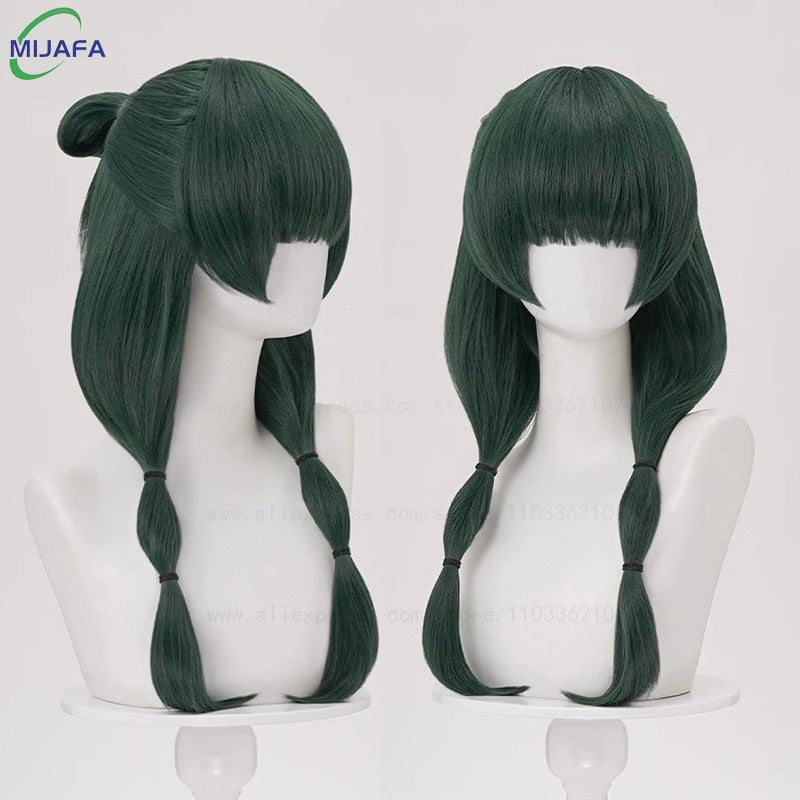 Peruca Cosplay Maomao de Alta Qualidade The Apothecary Diaries Verde Escuro Resistente ao Calor Cabelo Sintético Festa Anime Perucas Mao Mao + Touca de Peruca