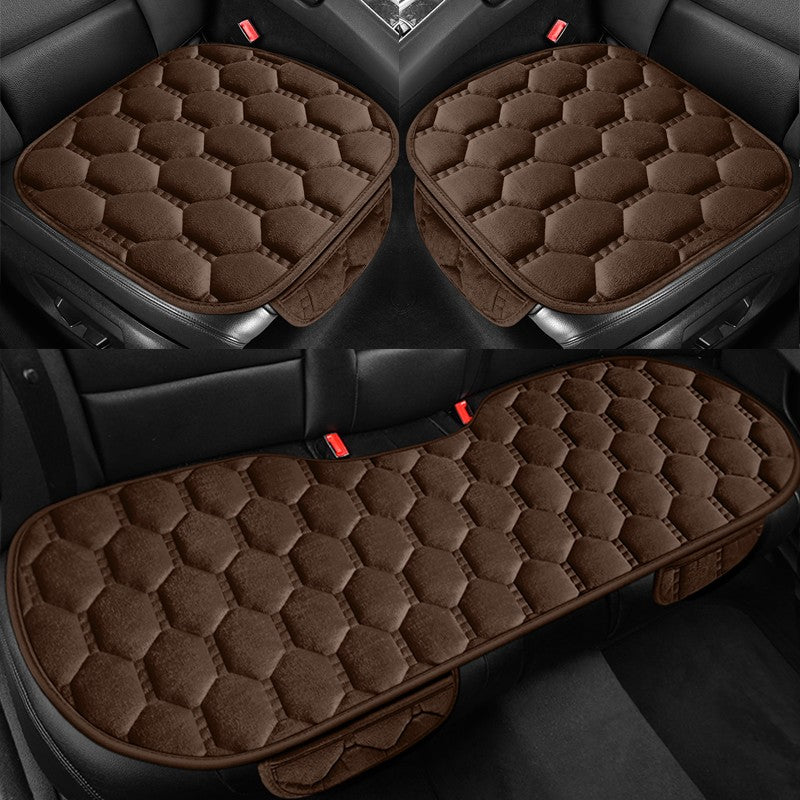 Car seat cushion three piece set, single seat, single piece, winter plush backrest, no binding, anti slip, cold resistant pad