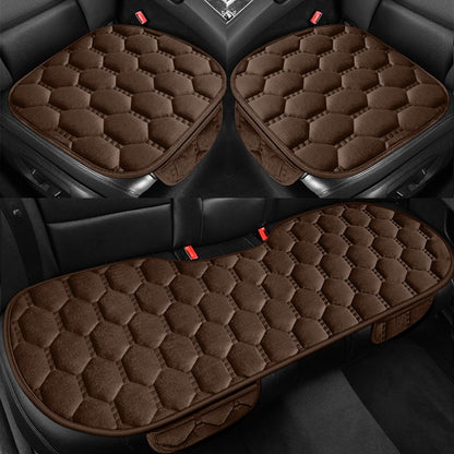 Car seat cushion three piece set, single seat, single piece, winter plush backrest, no binding, anti slip, cold resistant pad