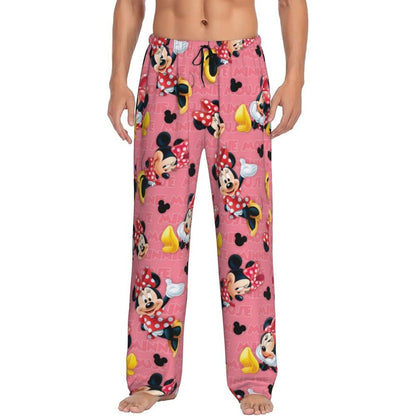 Custom Print Mickey Mouse Donald Duck Pajama Pants Men Sleep Sleepwear Bottoms with Pockets