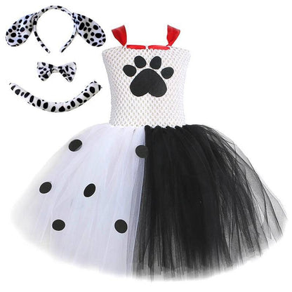 Dalmatians Dog Tutu Dress for Baby Girls White Black Spotted Dog Halloween Costumes Kids Puppy Outfits Children Animal Clothes