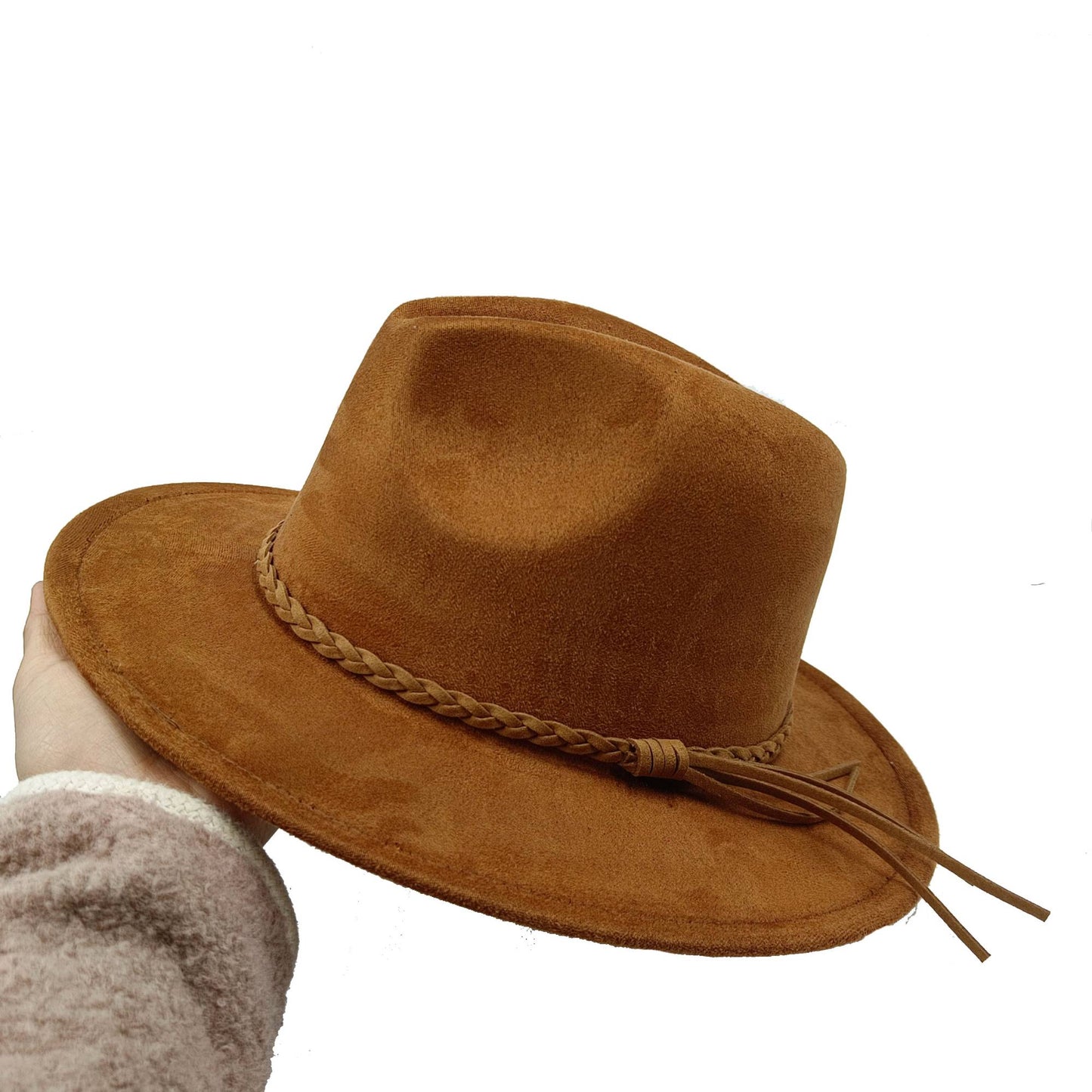 Chapéu Fedora Novo de Camurça 2023 Masculino e Feminino Outono Chapéu Panamá Jazz Estilo Britânico Elegante Retrô Fedora Chapéu de Aba Larga