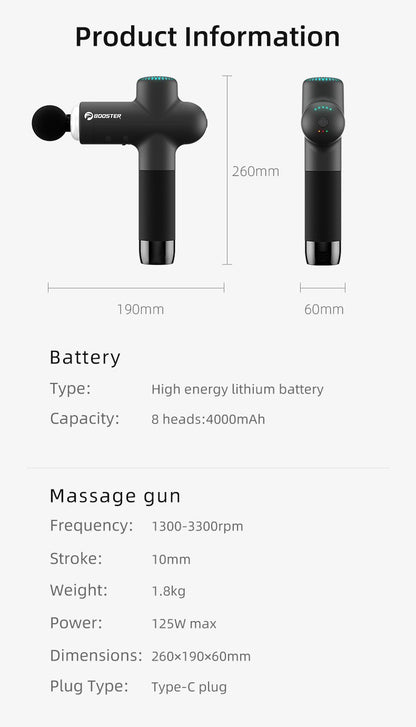 Booster Massage Gun Electric Neck Massager 7.4V  Smart Hit Fascia Gun for Body Massage Relaxation Fitness Electric Muscle Massag
