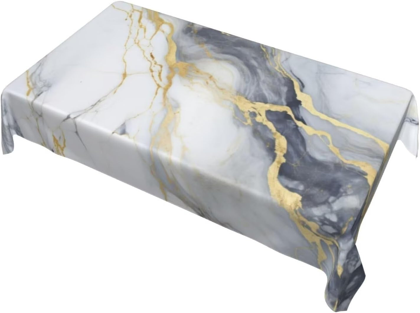 White Grey Gold Marble Texture Rectangle Tablecloth Holiday Party Decor Modern Abstract Geometric Texture Table Cloth Home Decor