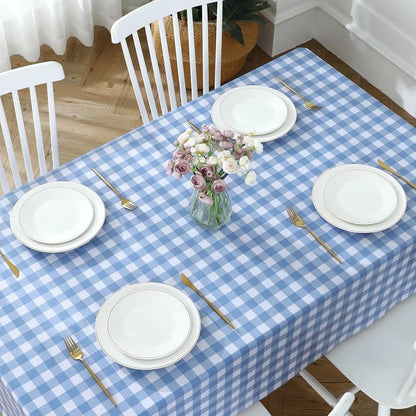 Light Blue Buffalo Plaid Rectangle Waterproof Tablecloth Table Decor Farmhouse Kitchen Dining Table Cloth Holiday Party Decor