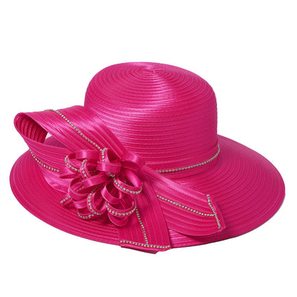 Chapéu Fedora Feminino Elegante Preto Vestido Formal Senhora Igreja Coquetel Chá Festa Chapéus Derby para Mulheres Laço Flor Aba Larga Chapéus Cloche