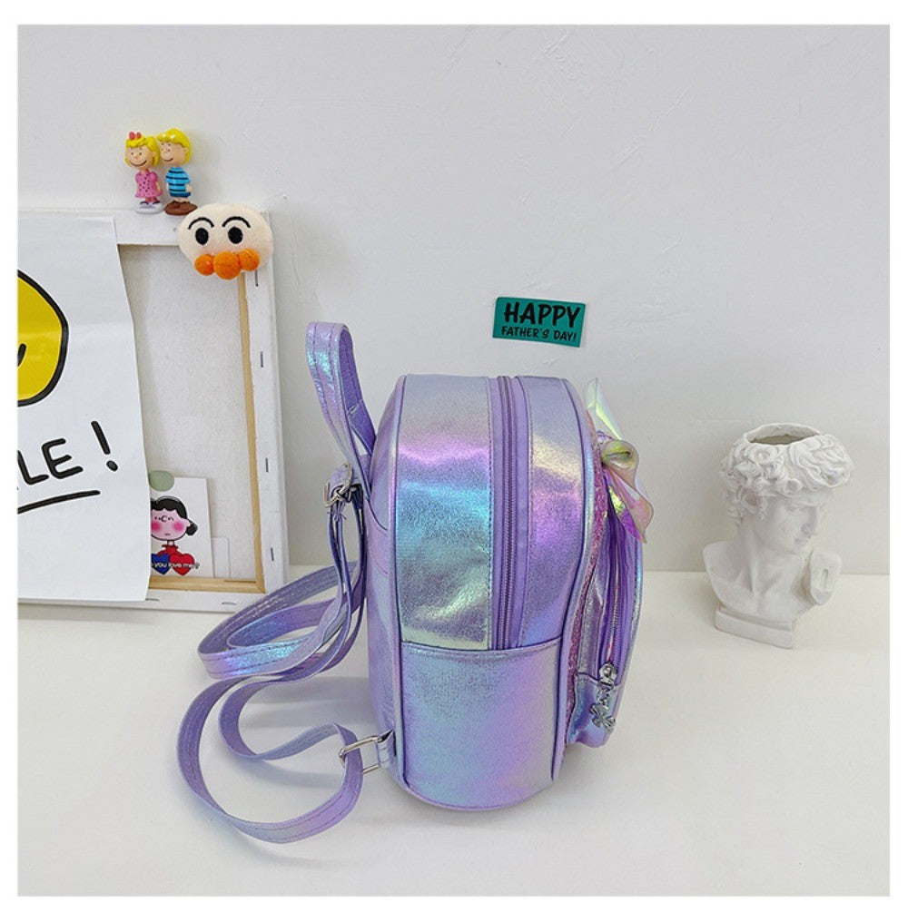 Mochila Mini de Glitter Princesa Elsa de Frozen da Disney, Linda com Laço de Lantejoulas, Bolsa Escolar de Jardim de Infância para Meninas, Desenho Animado Infantil, Mochila de Ombro Duplo