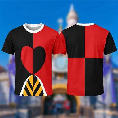 Alice In Wonderland Costume T-shirt Hearts White Rabbit Cheshire Cat Cosplay Shirt for Men Women 3D Printed Disney Halloween Tee