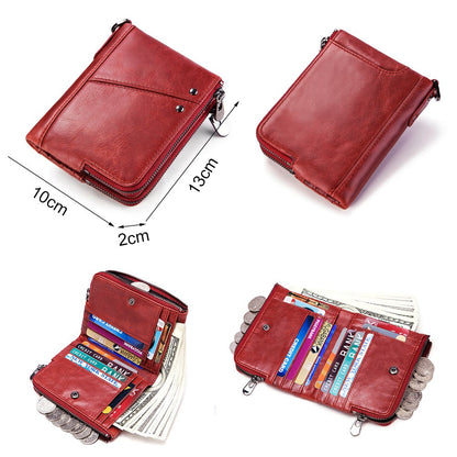 Women's Wallet Fashion Genuine Leather Short Female Purse ID Card Holder Wallets RFID Ladies Clutch With Zipper Coin Purse