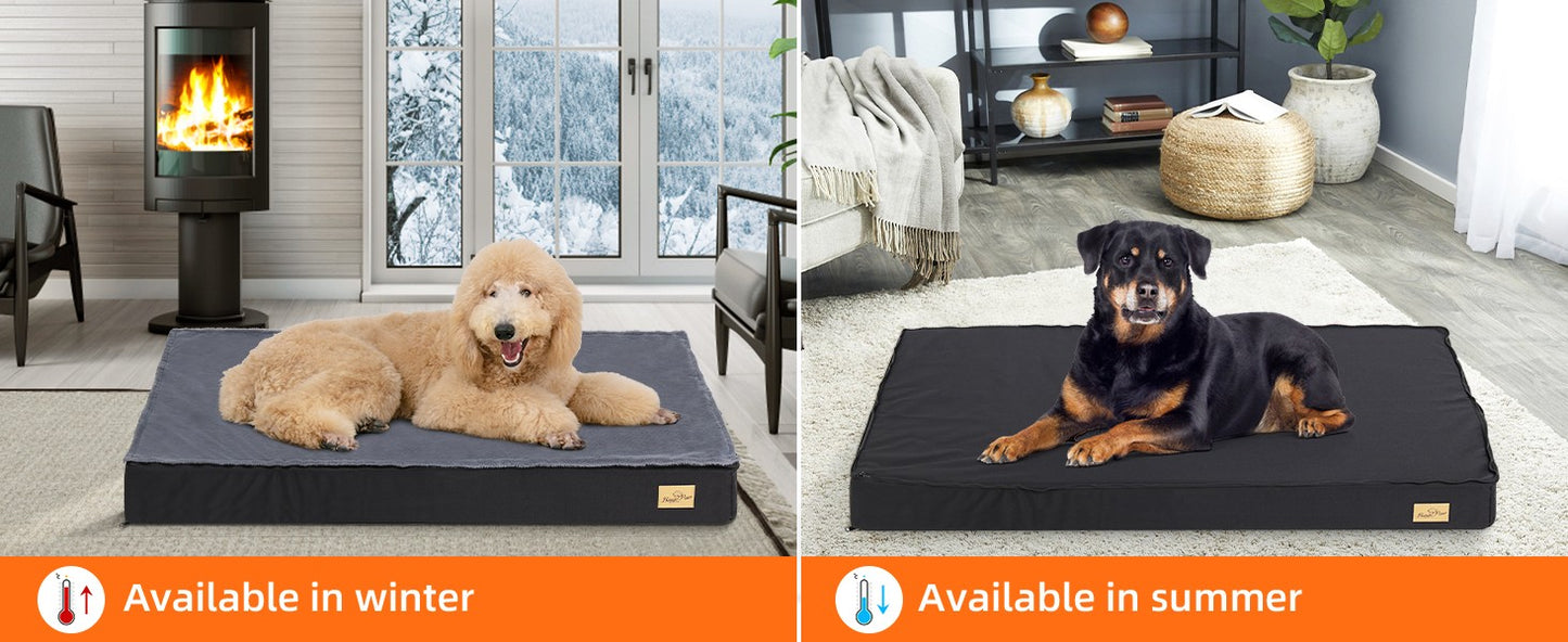 Cama Ortopédica Grande para Cães, Almofada Impermeável para Animais de Estimação, Colchão para Animais de Estimação 2 em 1, Cama de Caixa para Cães com Capa Removível e Lavável, Uso Interno e Externo