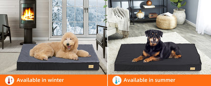 Cama Ortopédica Grande para Cães, Almofada Impermeável para Animais de Estimação, Colchão para Animais de Estimação 2 em 1, Cama de Caixa para Cães com Capa Removível e Lavável, Uso Interno e Externo