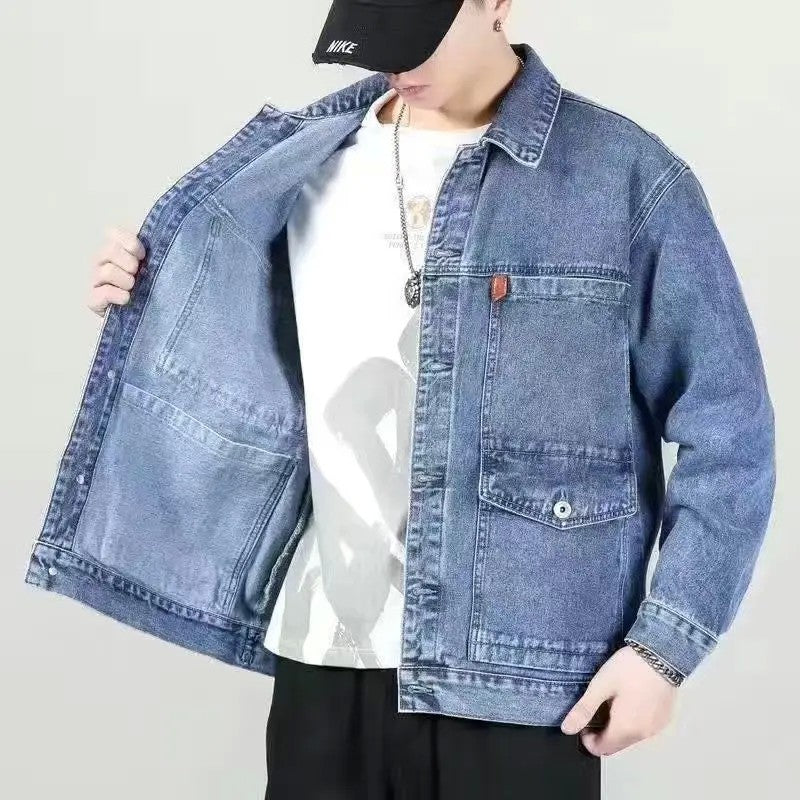 Jeans Coat for Men Padded Wool Denim Jackets Man with Sheep Wide Sleeves Black Warm Padding Original Cowboy New in Big Size G L