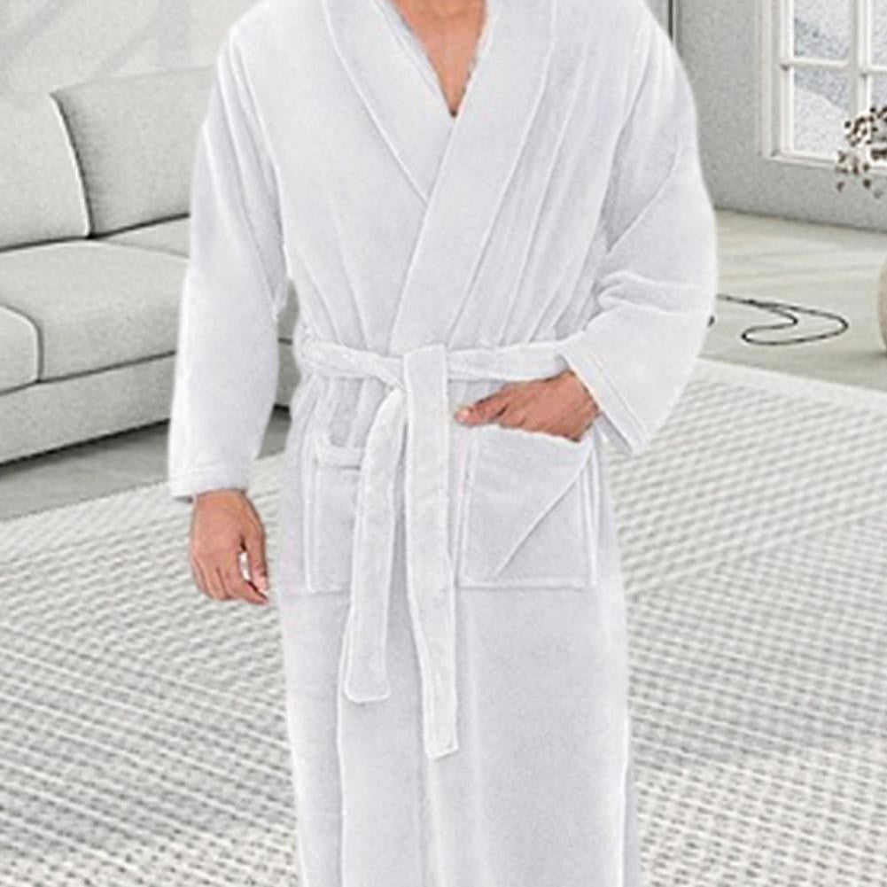 Men Hooded Bathrobe Kimono Soft Fluffy Water Absorbent  Hooded Fleece Bathrobe Shower Wrap Extra Large Bathrobe Sleepwear Lounge