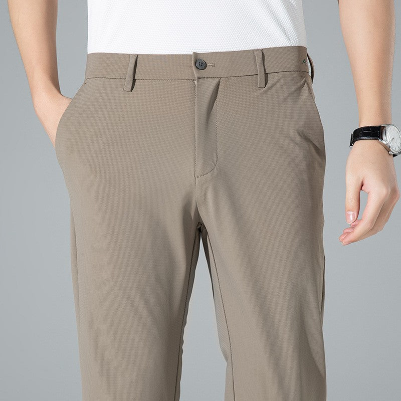 29-40 Men's Summer Pants Thin Straight Stretch Casual Pants with No Trace  khaki man trousers for work Fabric Silky Cool Feeling