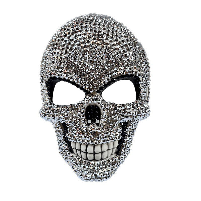 Horror Skull Mask for Halloween Party, Rhinestone Decorated Face Cover, Unisex Costume Accessory, Perfect for Men and Women