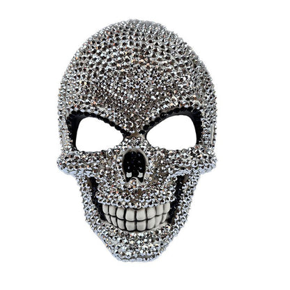 Horror Skull Mask for Halloween Party, Rhinestone Decorated Face Cover, Unisex Costume Accessory, Perfect for Men and Women
