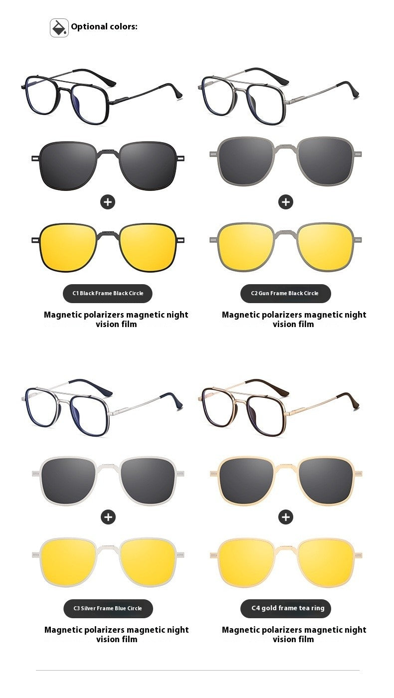 COHK Metal 3 In 1 New Style Folding Magnet Clip On Glasses Frame Trend Polarized Sunglasses Men Optical Computer Eyewear UV400