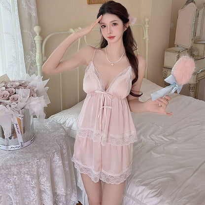 French-Style Strapless Nightgown for Women Summer Strapless Robe Two-Piece Set Summer Purely Sensual Beauty Straps with Padded C