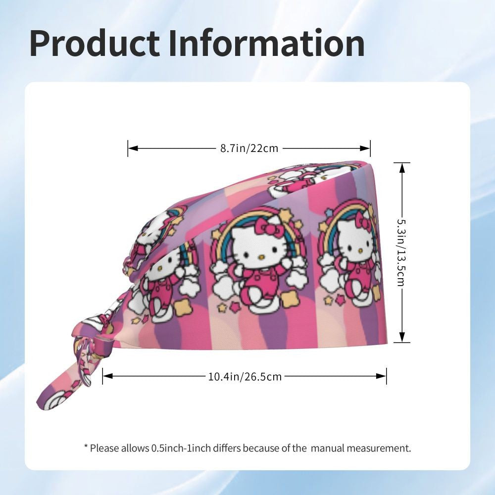Custom Hello Kitty Medical Staff Scrubs Hat Women Men Cartoon Chara For Chef Hat Scrub Caps