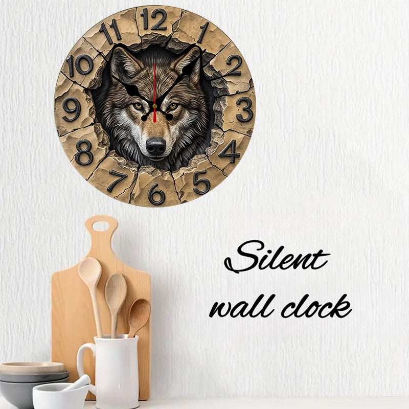Wilderness And Animals Wooden Round Silent Hanging Wall Clock,Suitable For Living Room,Office,Study Room,Bedroom,Home Decoration