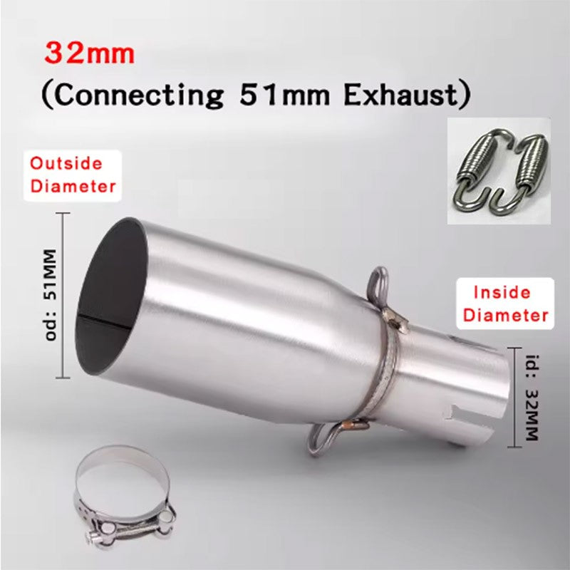 Motorcycle Modification Exhaust Pipe Exhaust Middle Section 28 30 32 33 35 38 40 42 45mm Adapter 51mm Exhaust
