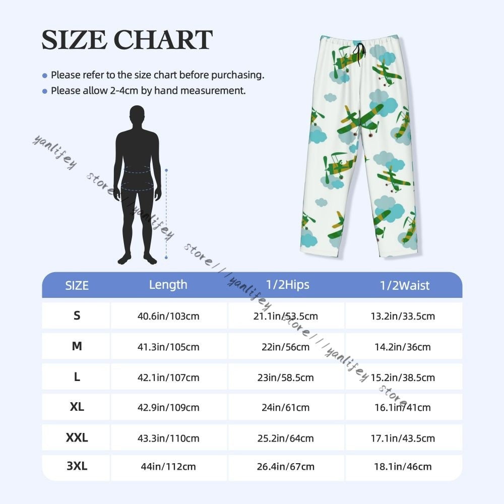 Men Sleep Bottoms Male Lounge Trousers Men's Airplanes And Clouds Pajama Pants