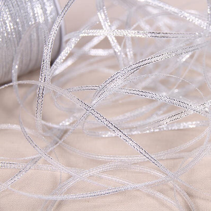 25 Yards 6mm/1cm/1.2cm Silver/Gold Silk Satin Ribbon Party Home Wedding Decoration Gift Wrapping Christmas New Year DIY Tools