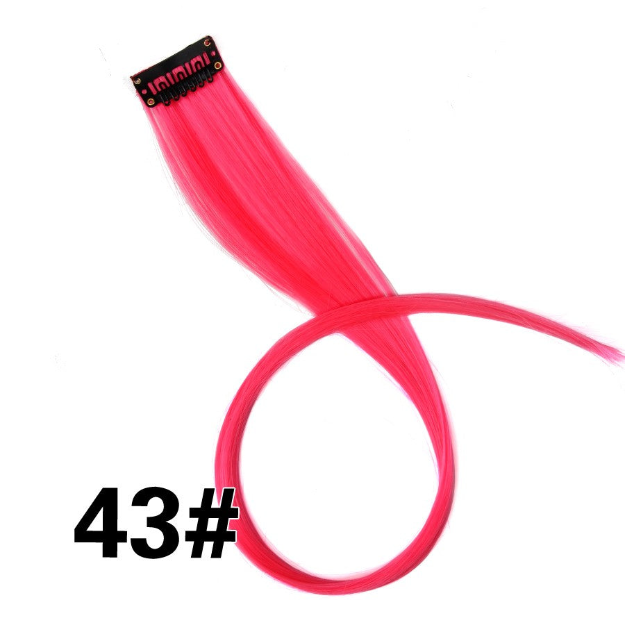 Apliques Sintéticos Presilha de Uma Peça Extensões de Cabelo Arco-Íris Cabelo Sintético Liso Peças de Cabelo de 45cm Longo Ombré Rosa Roxo Vermelho Azul