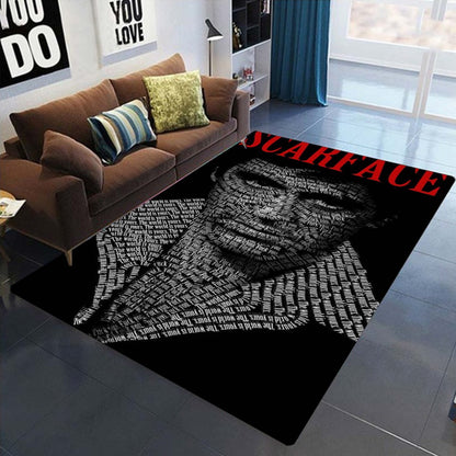 Retro S-Scarface Themed NonSlip Carpet for Living Room Sofa Decor Modern Rug Floor Mat for Men Bedroom Durable Area Rugs