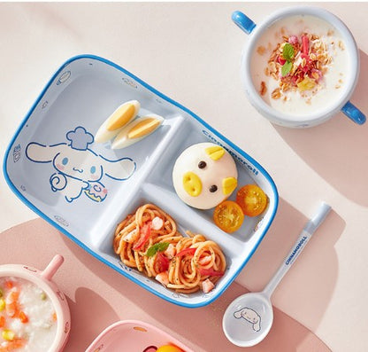 Children'S Breakfast Ceramic Dinnerware Set With Dividers Aesthetic Meal Plate And Bowl For Home Kitchen Dining Bar