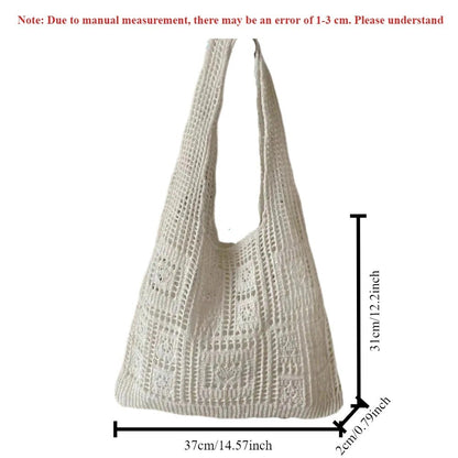 Bohemian Crochet Tote Bag for Women Handwoven Macrame Shoulder Bag with Hollow Knit Design Elegant Christmas Gift for Her, Beach