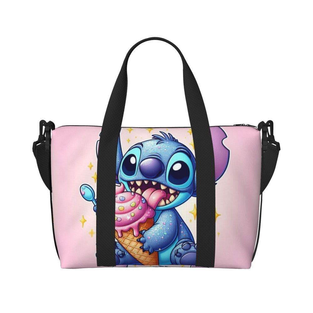 Custom Large SLilo And Stitch Cartoon Tote Bag Women Anime Shopping Shoulder Beach Gym Travel Bag